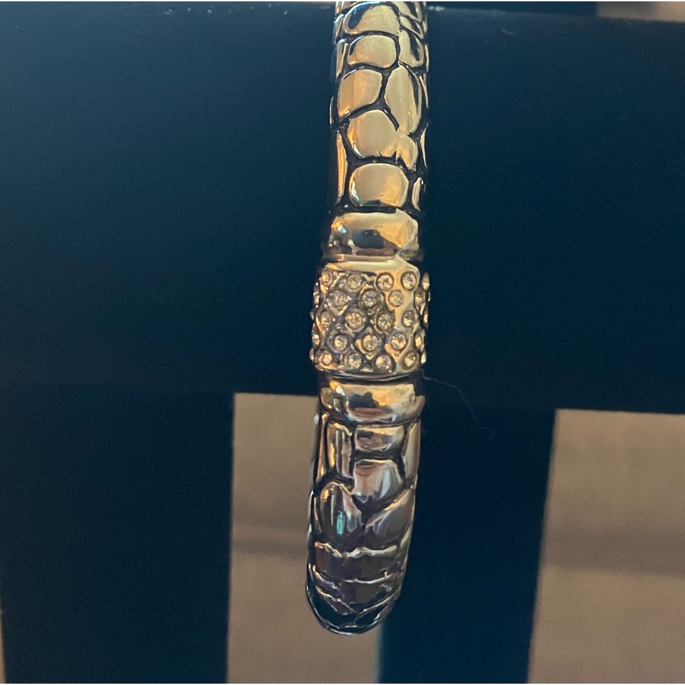 Silver Tone Open Hinge Bracelet - image 1